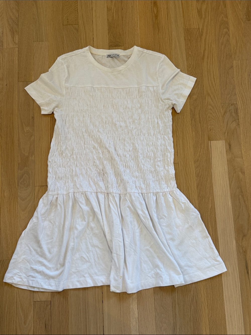 Zara smocked white t shirt dress